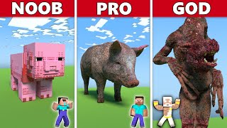 Pig Statue build challenge - Noob vs Pro vs God / Animation