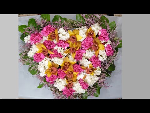 Solid heart with orchids arrangement DIY Video