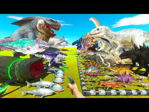 King Shark vs Indominus rex | Sea Monsters Fights Dinosaurs - Animal Revolt Battle Simulator