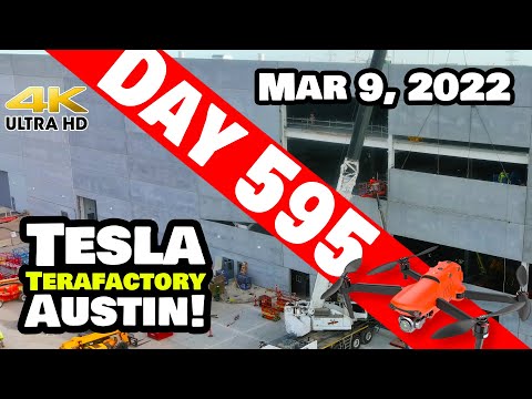 WALLS GOING UP AT GIGA TEXAS! - Tesla Gigafactory Austin 4K  Day 595 - 3/9/22 - Tesla Terafactory TX