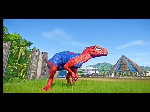 Spiderman Indominus REX, Venom, Captain America, Iron Man Dino Fight - Jurassic World Evolution DINO