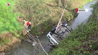 Gece Dereye Yuvarlanan Otomobil Sabah Fark Edildi