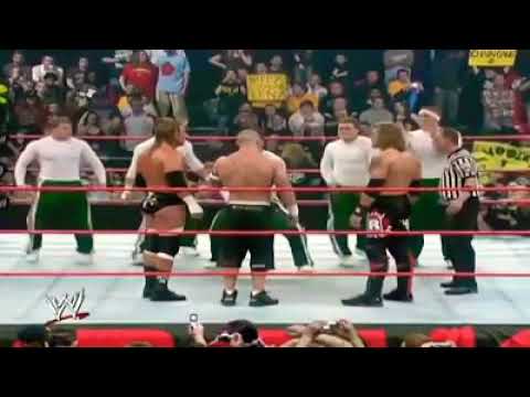 John Cena,Edge and Triple H VS The Spirit Squad (3 on 5 Handicap Match Raw)