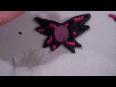 Polymer clay stone butterfly pendant