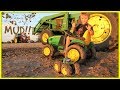 Tractors stuck in the mud | Playing with real and toy tractors on the farm for kids