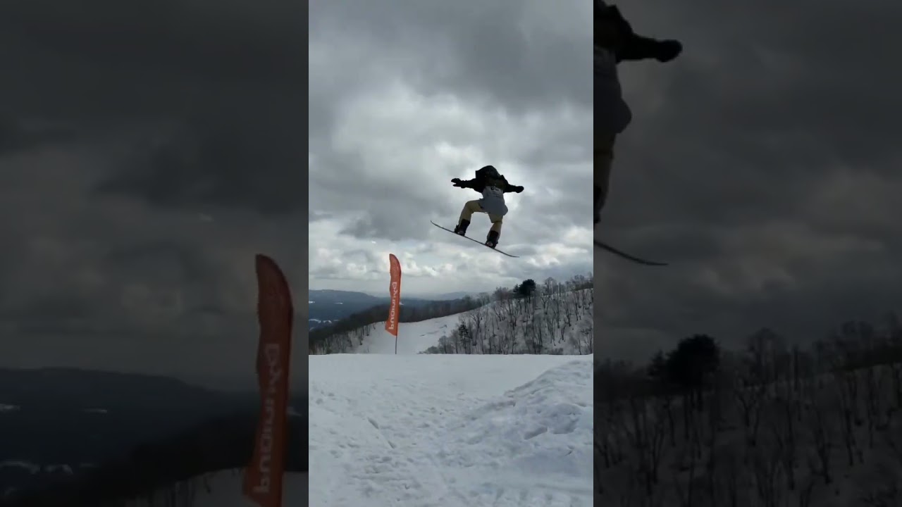 スノボーの10mジャンプ台で大技決めた