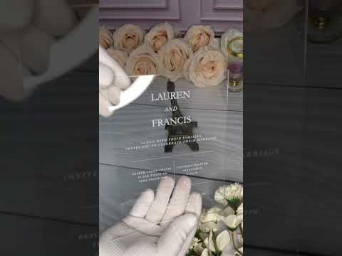 Acrylic Wedding Invitation Card, Simple White Font Clear Acrylic Wedding Invitations