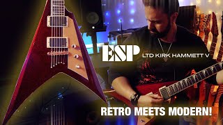 Video thumbnail for A RETRO-INSPIRED FLYING V HYBRID? | ESP LTD Kirk Hammett V Guitar Review KH-V by Guitar Cinema