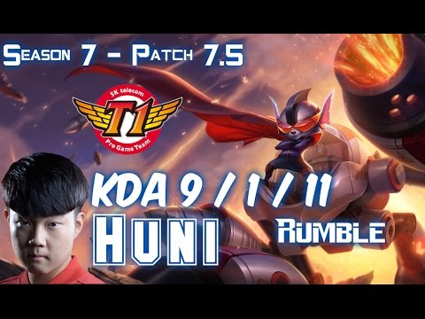 SKT T1 Huni RUMBLE vs KLED Top - Patch 7.5 KR Ranked