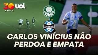 É DO ARTILHEIRO! CARLOS VINÍCIUS RECEBE LANÇAMENTO E EMPATA PARA O GRÊMIO CONTRA O PALMEIRAS