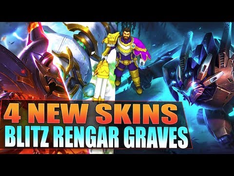 ALL 4 NEW SKINS LANCER PARAGON/ROGUE BLITZCRANK, MECHA RENGAR, VICTORIOUS GRAVES - League of Legends