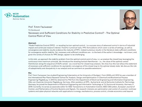Prof. Timm Faulwasser: Necessary and Sufficient Conditions for Stability in Predictive Control?
