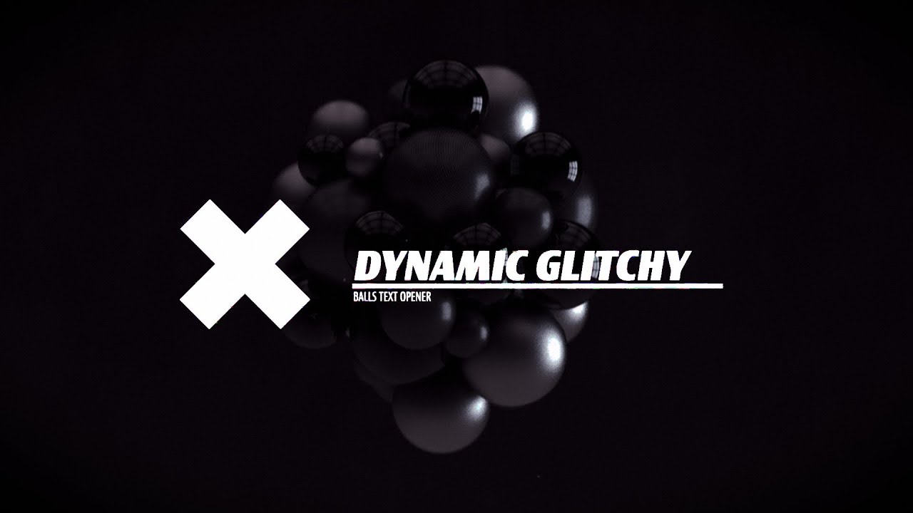 Adobe Stock - Dynamic Glitchy Balls Text Opener Full Frame Title - Motion Graphics