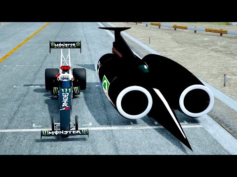 SSC Thrust Fastest Car In The World vs Formula DS - Drag Race 10 KM