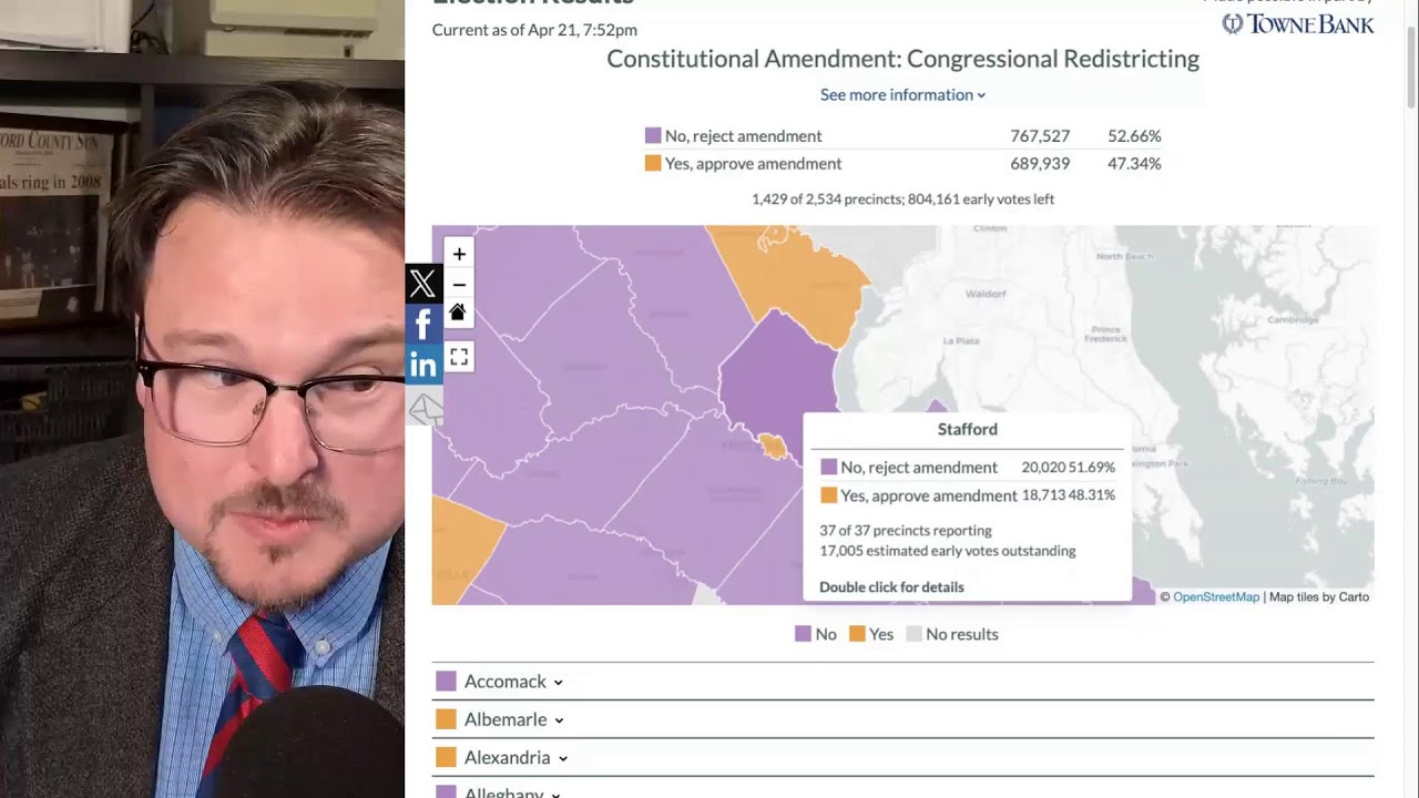 Live: Virginia Redistricting Referendum Results – April 21, 2026 (Gerrymander Election)