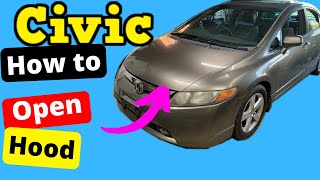 Honda Civic -- How to Open Hood  2006 2007 2008 2009 2010 2011