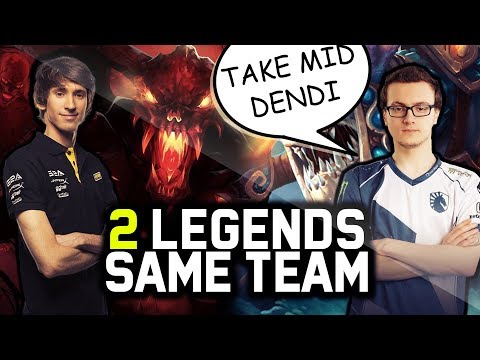 When Legends Meet in Dota 2 - Miracle Gives Mid To Dendi - Shadow Fiend + Slark vs LVL 25 Spammer