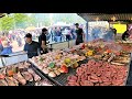 Street Food Fest In Milano Italy Grilled Meat Burgers Roasted And Pulled Pork Pasta Cheese