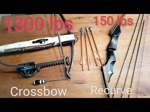 1300 lbs vs 150 lbs. Historical crossbow vs Modern recurvebow. Part 1. Extrem Archery.. OF COURSE.