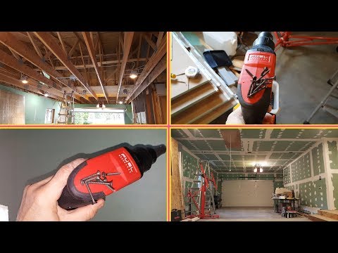 Milwaukee Drywall Gun. Garage Sheetrock Work. Работа с гипсокартоном в гараже