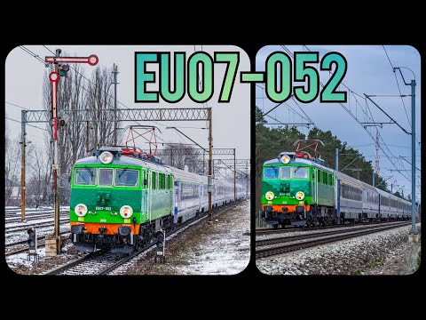 Nowy rarytas - zielona EU07-052 z IC PIAST w dwóch ujęciach