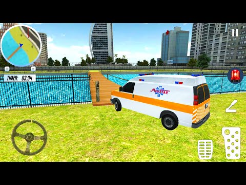 Yellow & Green Ambulance VANs Driving in 911 Stickman Roof Driver Sim #5 - Android Gameplay