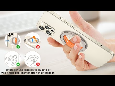 EWA MagOne 2023 Edition Aluminium Phone Grip Stand Silicone Finger Strap, Removable Magnetic Ring