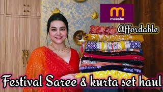 Meesho Affordable festival wear Saree & Kurta set haul @PoojaRikichoyal