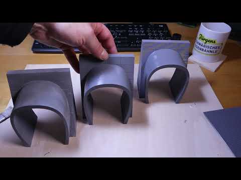 Zugzielanzeiger, Tunnelportal aus 3D Drucker, C-Gleis mit Betonoptik und Moba-Bodypainting :-)