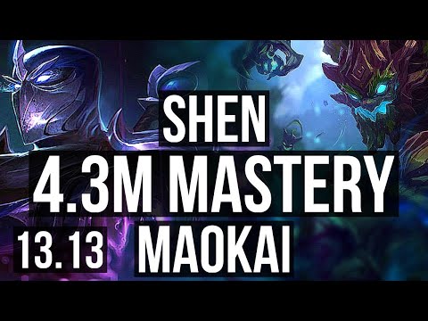 SHEN vs MAOKAI (TOP) | 6/0/9, 4.3M mastery, 900+ games, Dominating | KR Master | 13.13