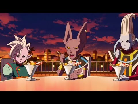 Supreme Kai, Beerus and Whis enjoys ice cream