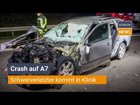 Crash auf A7 bei Fulda - Schwerverletzter kommt in Klinik