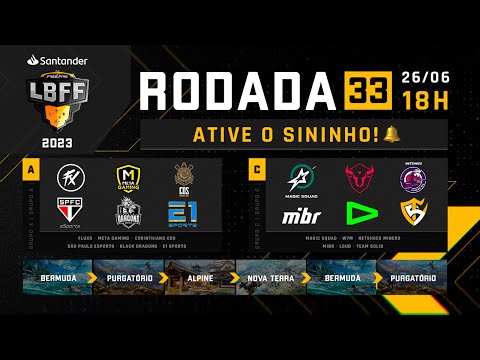LBFF 2023 RODADA 33 AO VIVO - GRUPOS A E C | FREE FIRE ESPORTS BRASIL