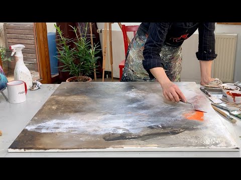 Big canvas Abstract acrylic painting techniques - WOW effects - Layering - Structure