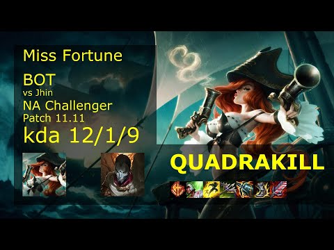 Miss Fortune ADC & Thresh vs Jhin & Zilean - NA Challenger 12/1/9 Patch 11.11 Gameplay