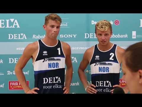 Anders Mol and Christian Sandlie Sorum after 1/8th final on EC Beachvolley 2018