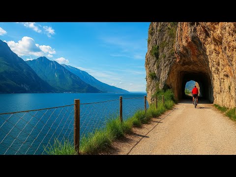 Italy’s Most Stunning Bike Trail?  | Ponale Road to Lago di Ledro | 60-Min Virtual Ride | 4K