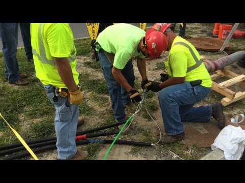 Setup of MV wire pull Southwire A-Frame truck