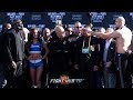 DEONTAY WILDER & TYSON FURY HAVE INTENSE STAND OFF DURING WEIGH IN FACE OFF