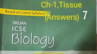 Srijan ICSE Biology, Class-7,   Ch-1 Answers (Tissue )
