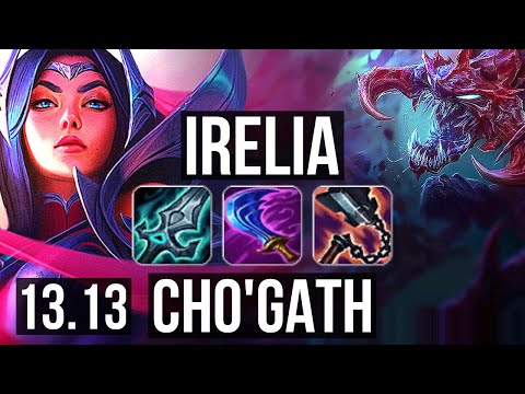 IRELIA vs CHO'GATH (TOP) | 1.1M mastery, 22/5/8, Godlike, 300+ games | NA Master | 13.13