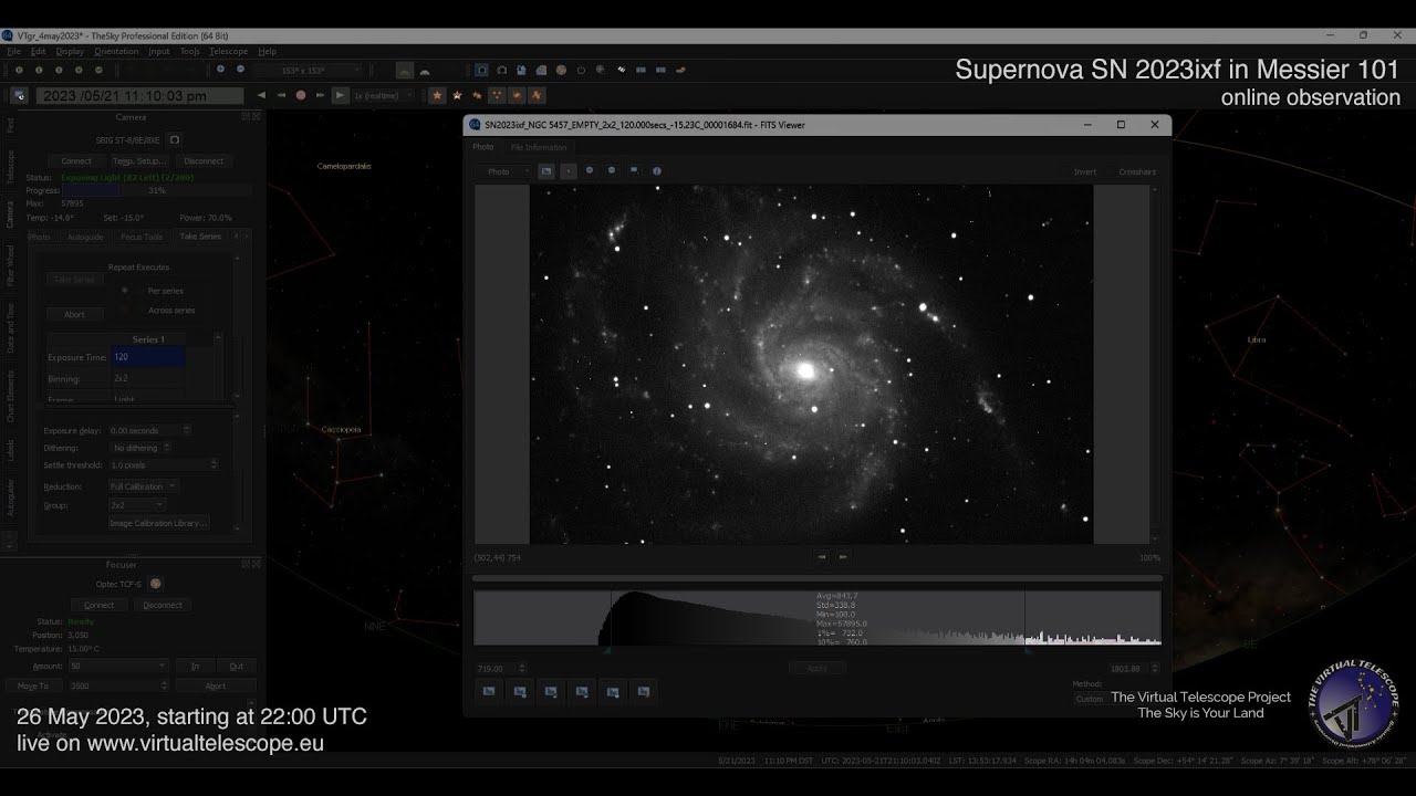 The bright supernova SN 2023ixf in Messier 101: online observation â€“ 26 May 2023. - YouTube