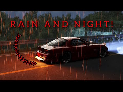 Drifting in RAIN at NIGHT??? - Assetto corsa RX7 drifting