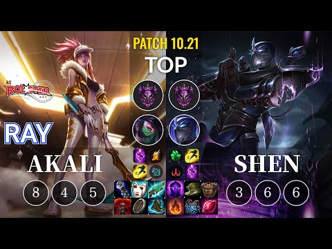 KT Ray Akali vs Shen Top - KR Patch 10.21