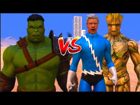 100 Hulk vs 1000 Quick Silvers and 1000 Groot (Marvel vs Marvel)