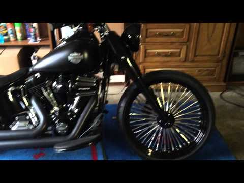 2013 Softail Slim DNA Fat Spoke 23" front Wheel and 16" rear custom bobber conversion part 1 FLS