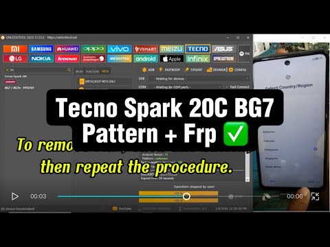 Tecno Spark 20C BG7 Pattern + Frp bypass with UnlockTool