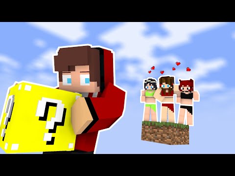 JJ Was Left Alone with the Girls and Lucky Blocks in a One Block World – minecraft animation