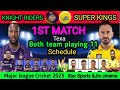 MLC T20 League 2023 Match 1 Knight Riders Vs Super Kings Playing 11 MLC 2023 Schedule Live