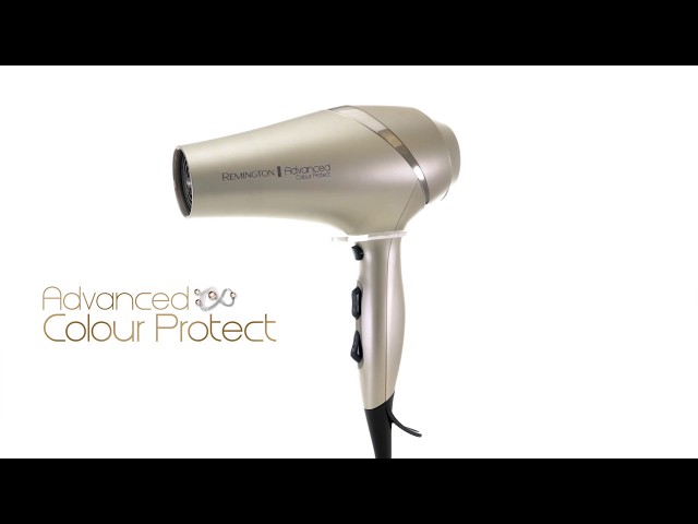 Professioneller Ionen Föhn Remington Advanced Colour Protect AC8605 2300W 3 Temperaturstufen 2 Geschwindigkeiten Diffusor Gold video